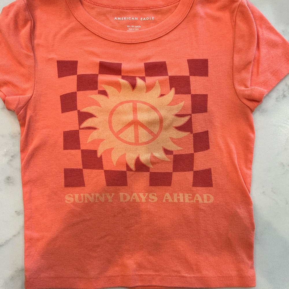 American Eagle Outfitters Orange Graphic T-Shirt